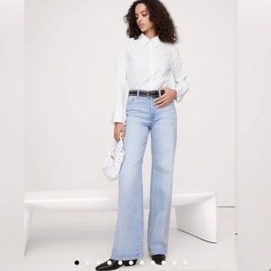 Banana Republic Icon Classic High Rise Wide-Leg Jeans Light Wash